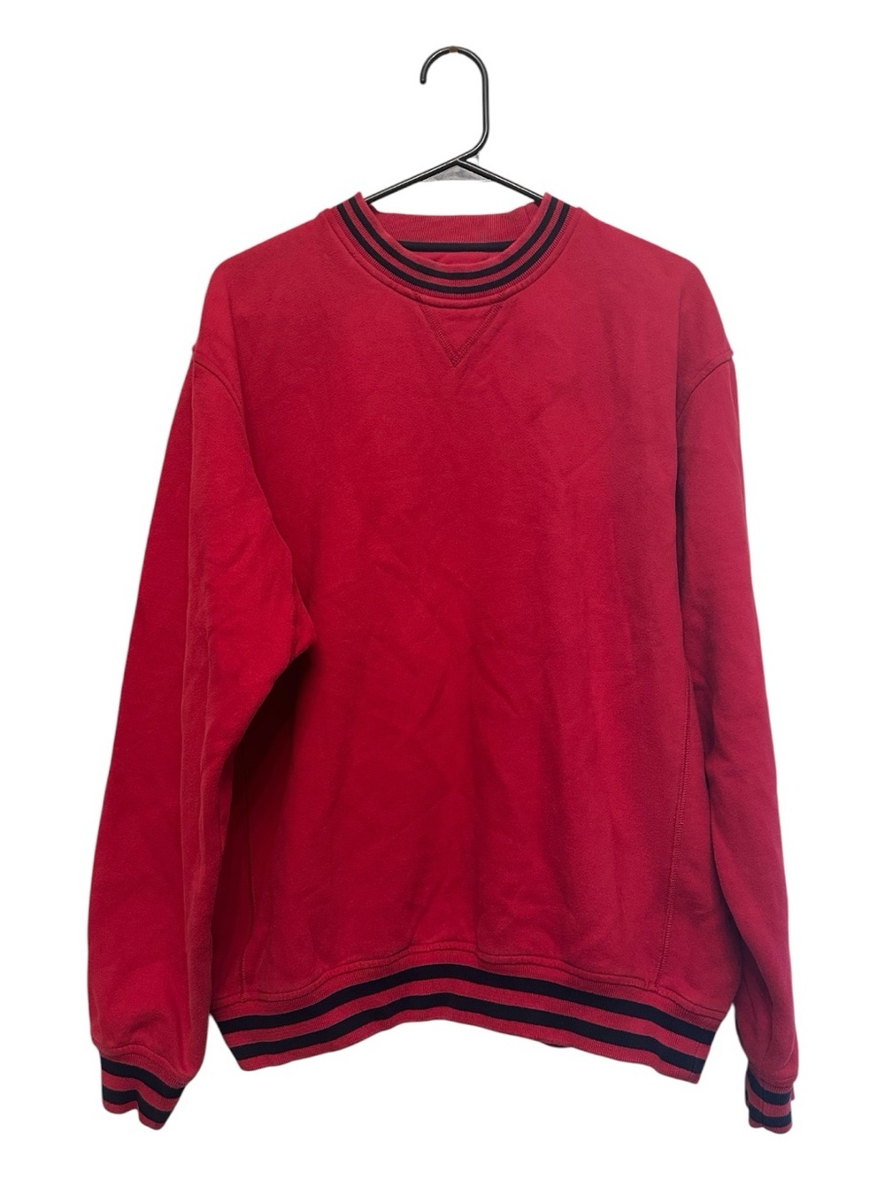 Vintage Y2K Men’s Cutter & Buck Red Crewneck Sweater with Black Stripe Trim M